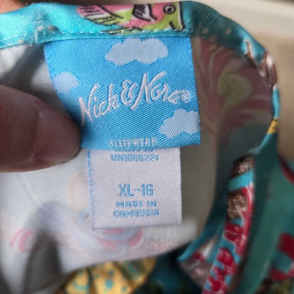 Nick & Nora Girls XL 16 Scuba Sock Monkey Under the Sea Nightgown Turquoise Blue